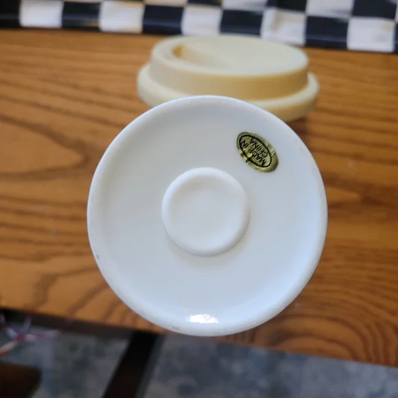 Mackenzie-Childs Checkered Travel Tumbler with Cream Lid - Picture 4 of 5